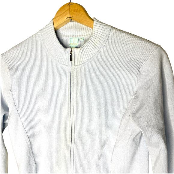 VTG Shu Shu Full Zip Ribbed Cardigan Sweater in Baby Blue Size Small - Picture 3 of 4